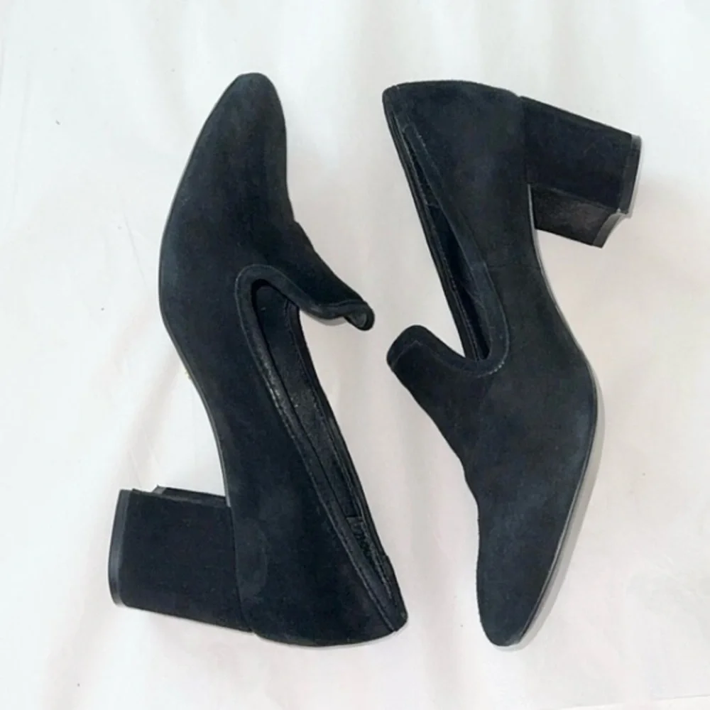 Ralph Lauren Jenifer Black Suede Leather‎ Classic Preppy Loafers Pumps 7